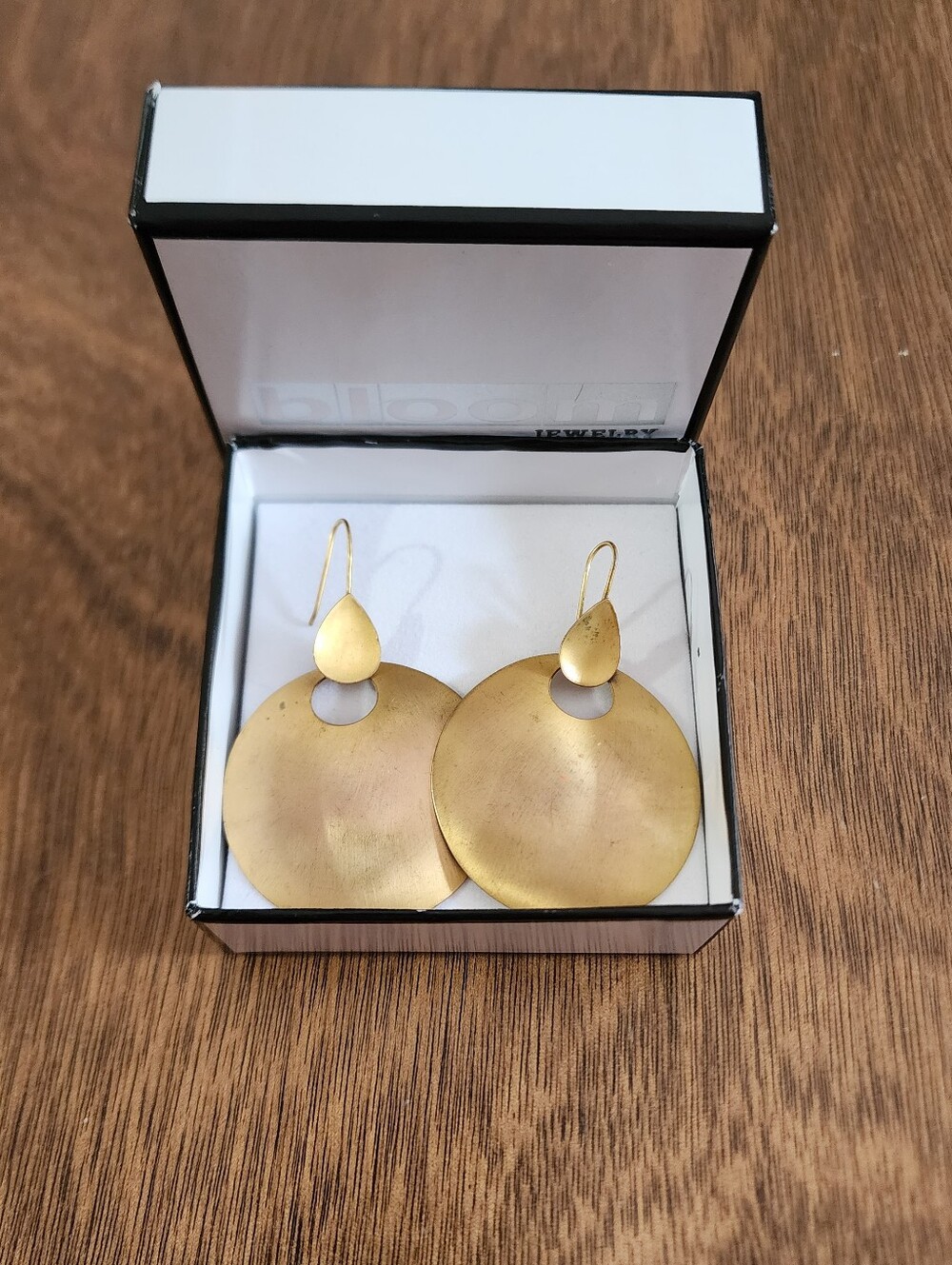 Bloom Jewelry Gold Tone Brushed Metal Disc Dangle Earrings